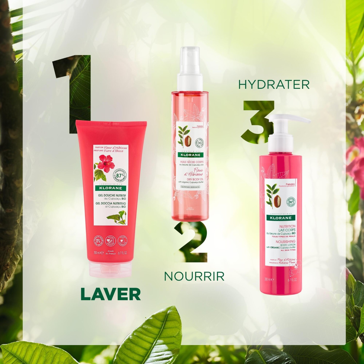 Klorane Gel douche au beurre de Cupuaçu BIO - Fleur d'Hibiscus
