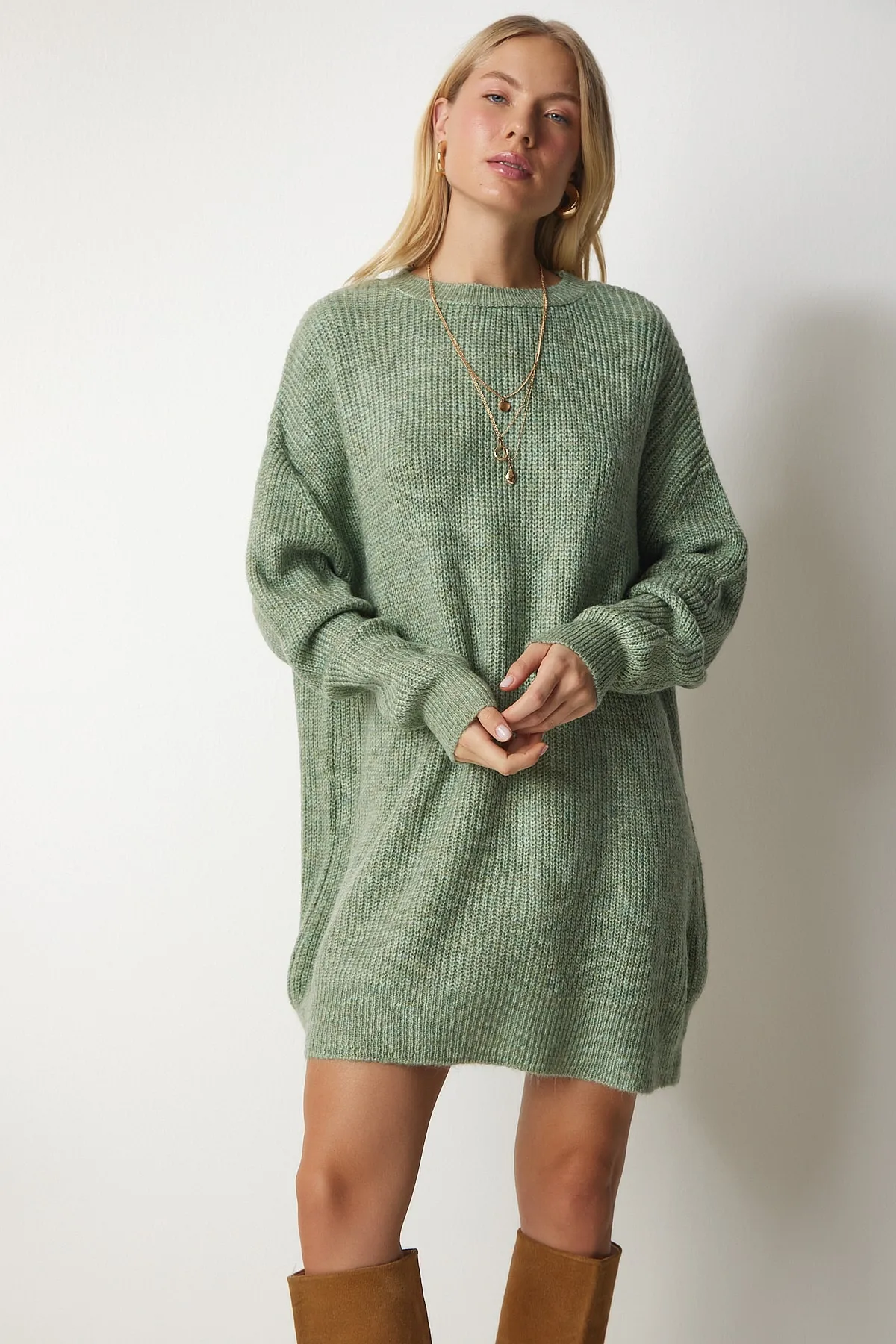 Happiness İstanbul  Pullover - Grün - Oversized