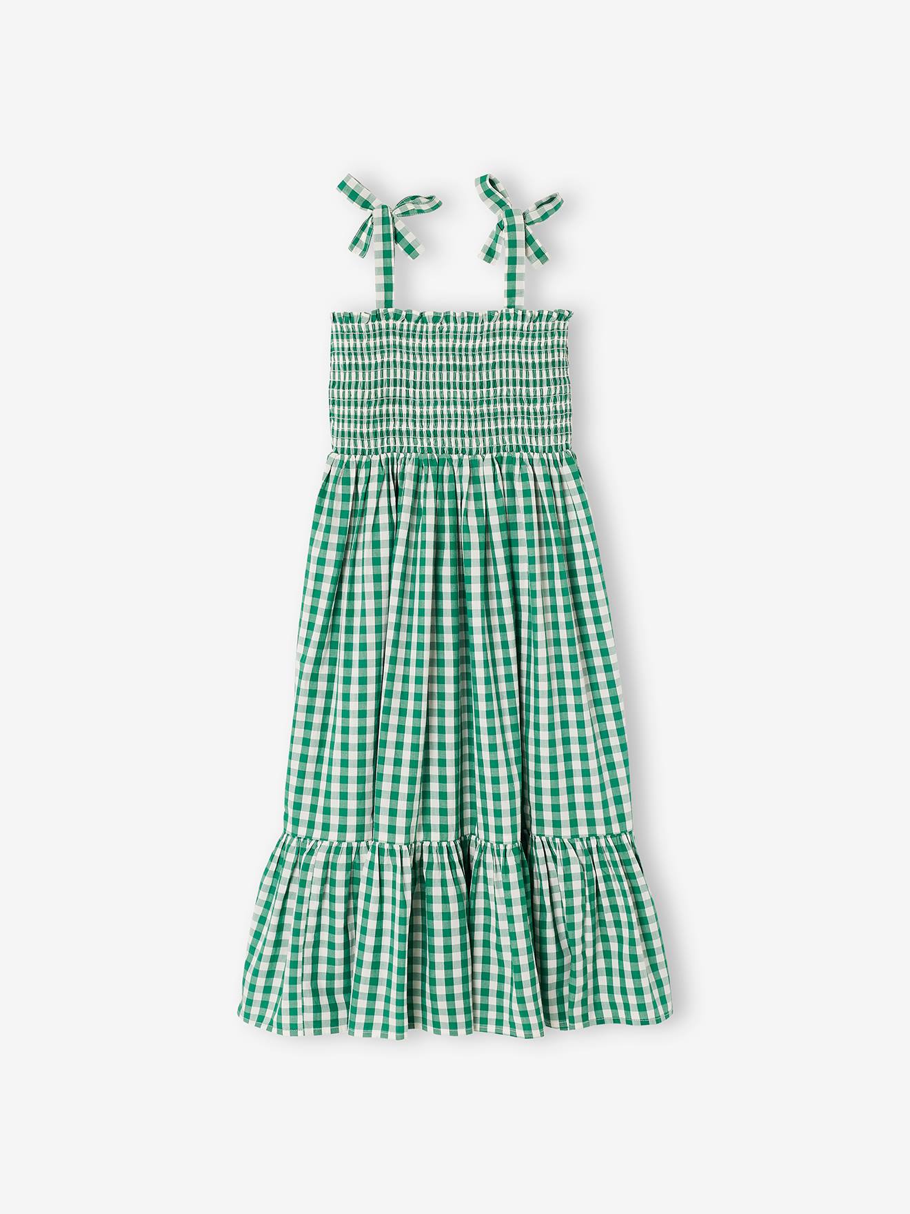 Vertbaudet Mädchen Maxikleid - grün kariert