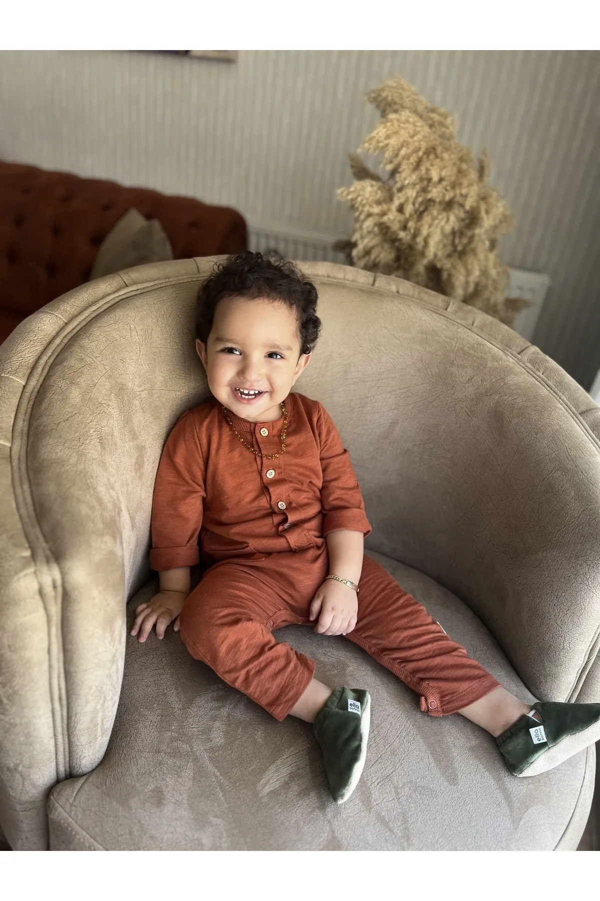 Ella Bonna  Rutschfeste Sohle, Samt-Babyschuhe, Heimstiefel, Hausschuhe, Kinderzimmerschuhe, Booties, Grün