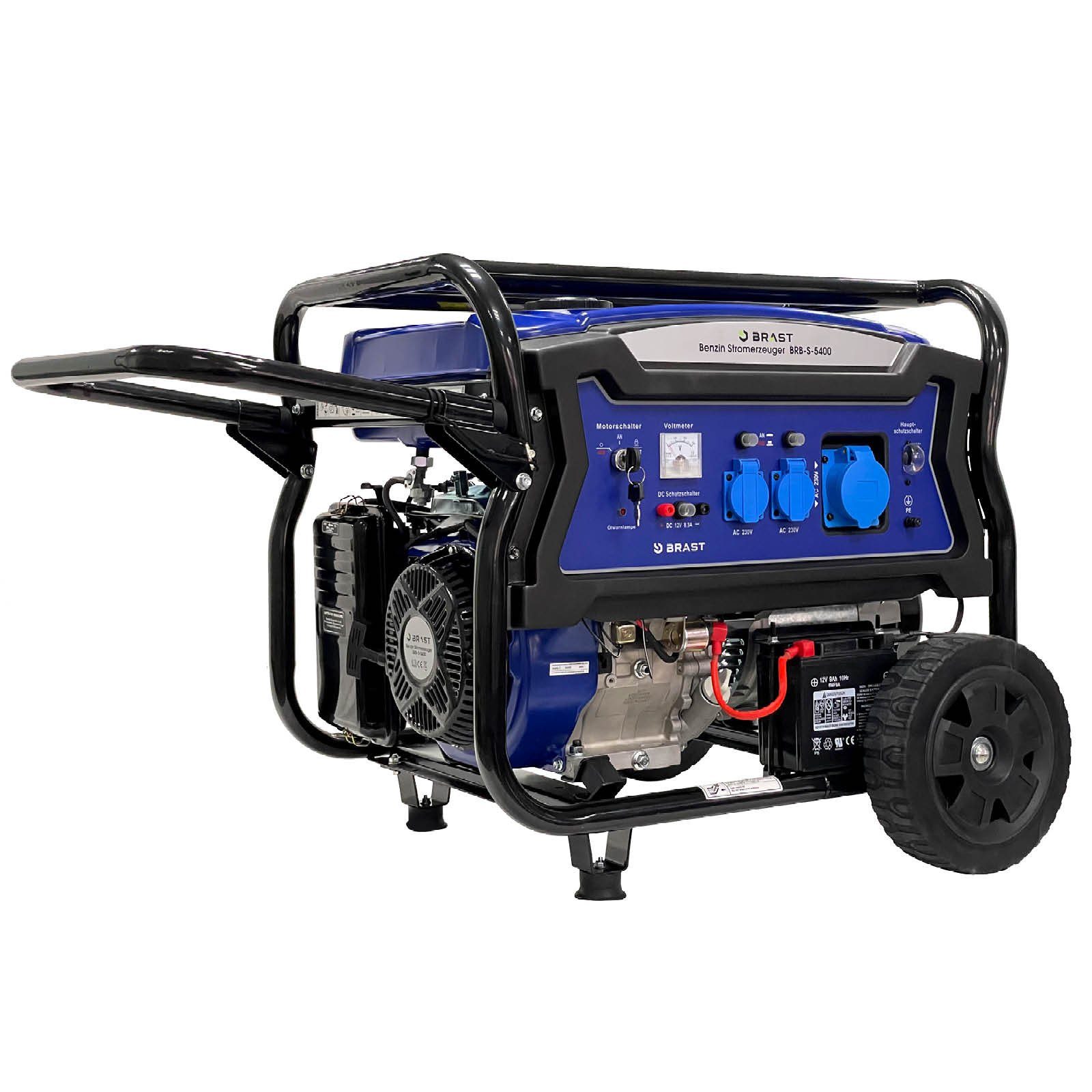 BRAST Stromerzeuger Benzin 11kW (15PS) mit 420cm³ 5000 Watt 4-Takt-Motor E-Start, (Zahlreiche Anschlüsse für flexiblen Einsatz lange), Laufzeiten bis zu 22 Stunden Generator Stromgenerator
