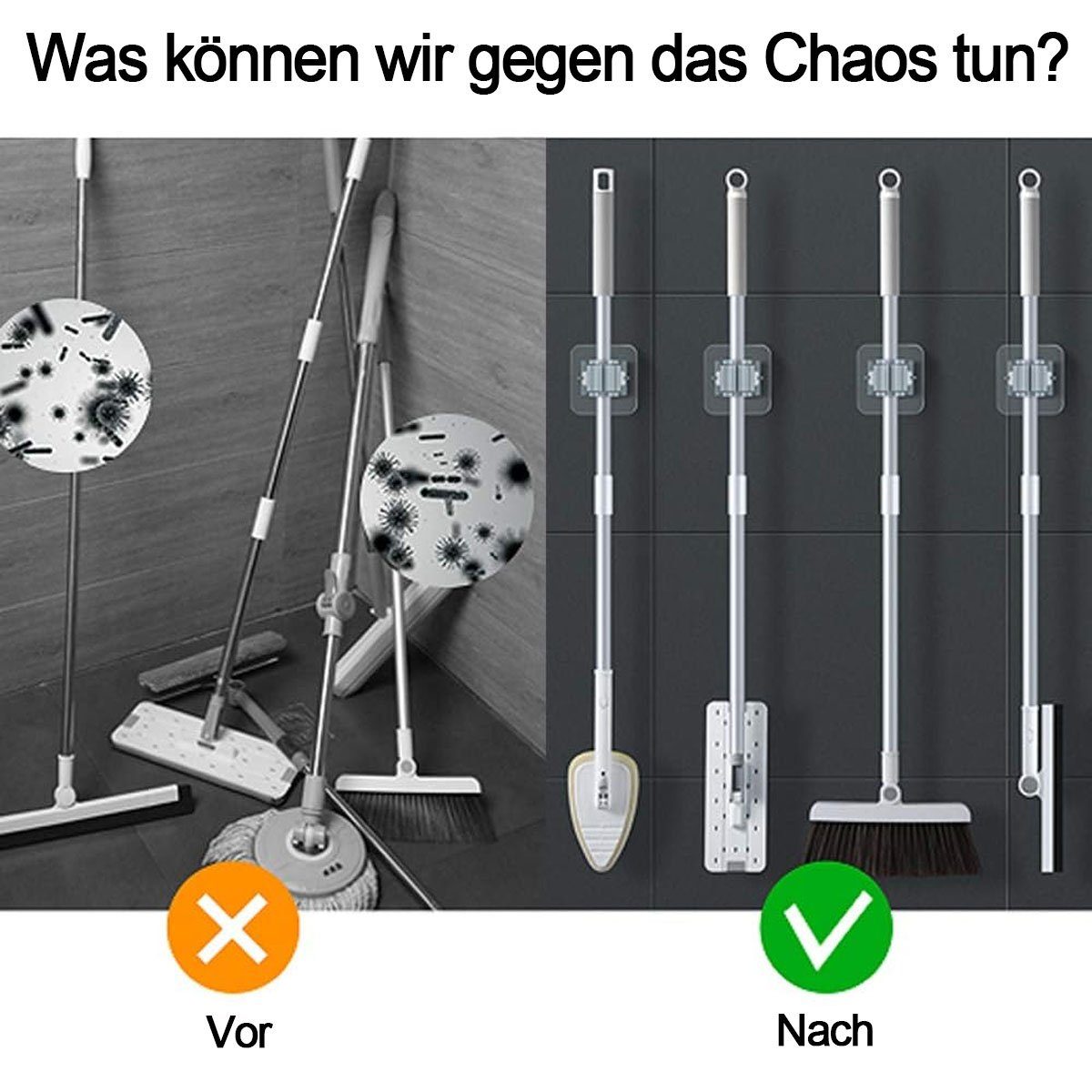 ZmdecQna Wandhaken Ohne Bohren Wandhalterung Selbstklebende Mopp-Halterung