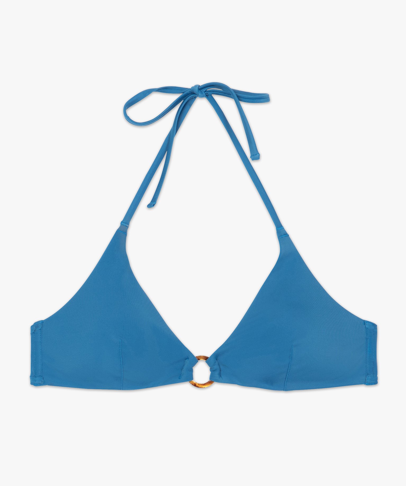 Haut de maillot de bain femme forme triangle avec anneau bleu | GEMO