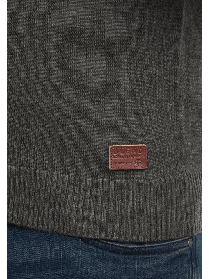 BLEND Strickpullover BHLasse 20703348ME Strickpulli mit aufgestickten Ellenbogenpatches in Grau günstig kaufen