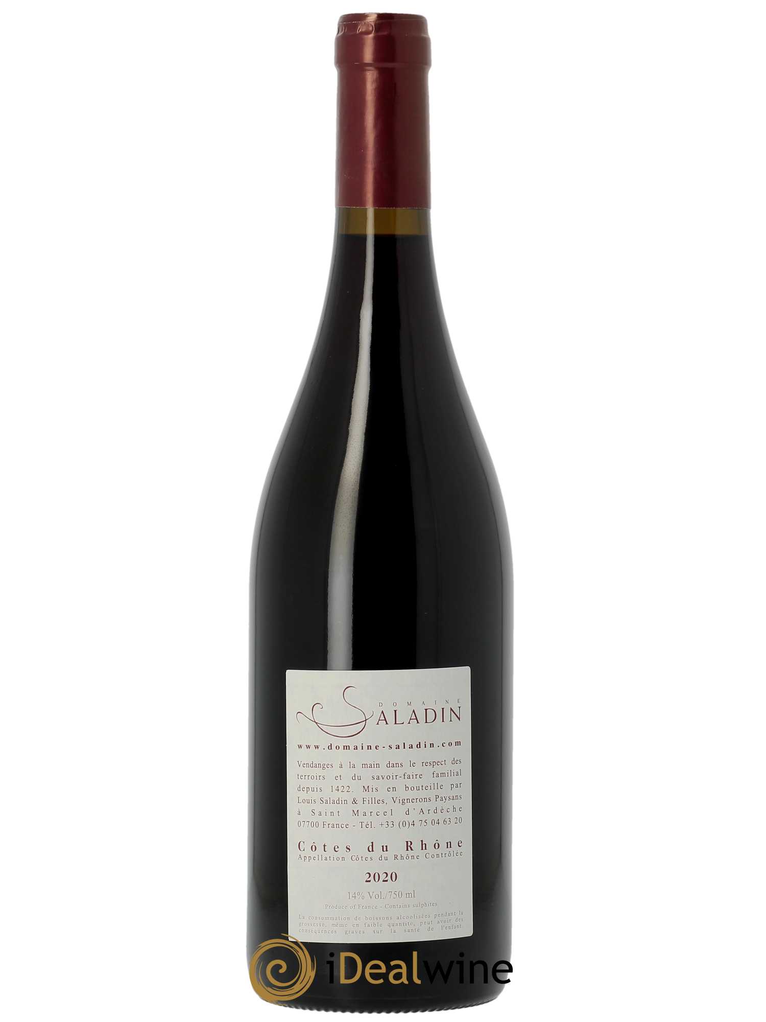 Côtes du Rhône Loï Domaine Saladin  2020 - Lot de 1 Bouteille