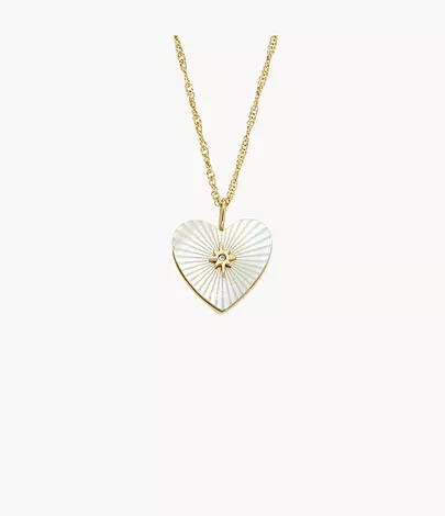 Fossil Kette Sutton Radiant Love Anhänger Heart Perlmutt Edelstahl goldfarben