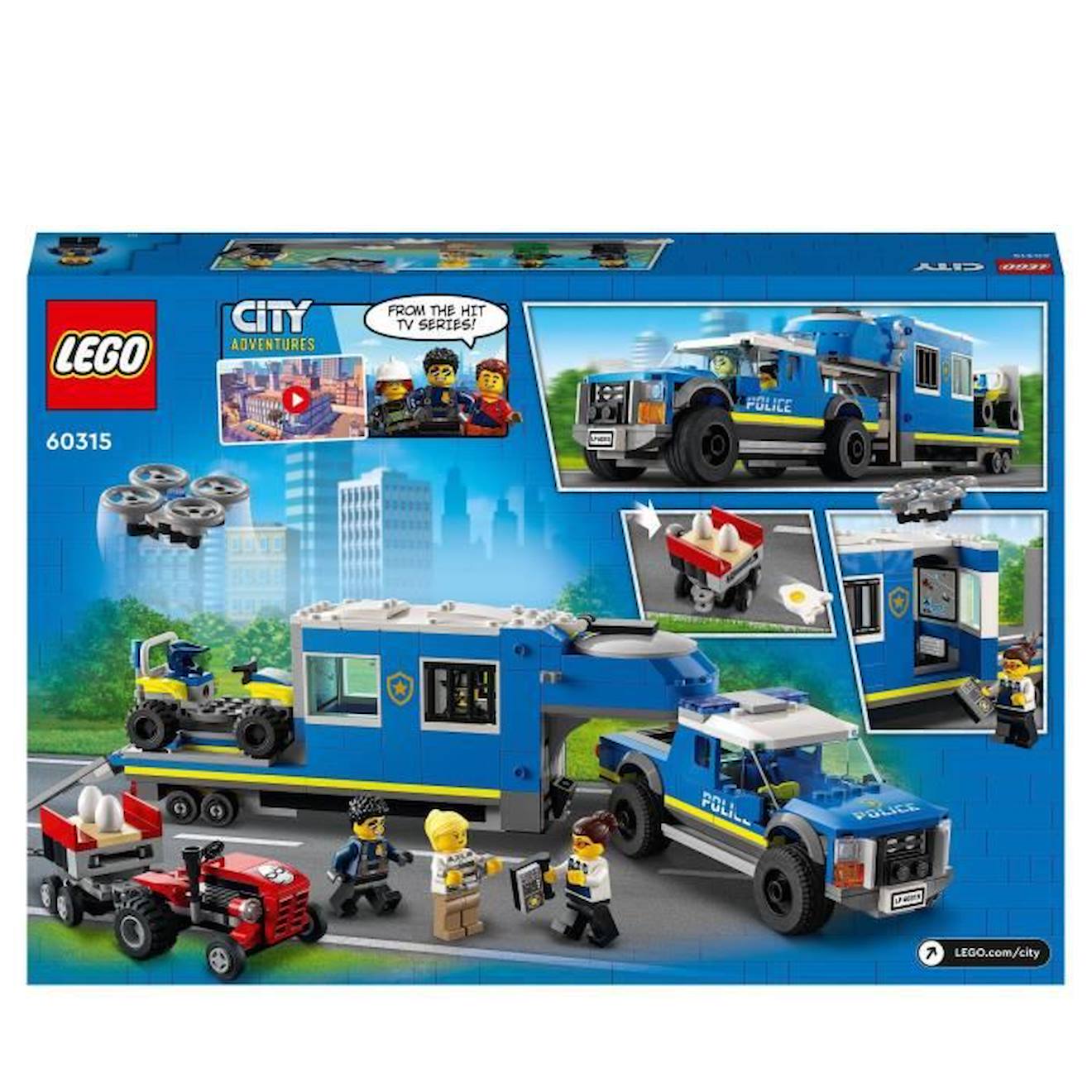LEGO 60315 City Le Camion de Commandement Mobile de la Police, Figurines de Policiers, Jouet Tracteur, Garcons et Filles Dès 6 Ans bleu