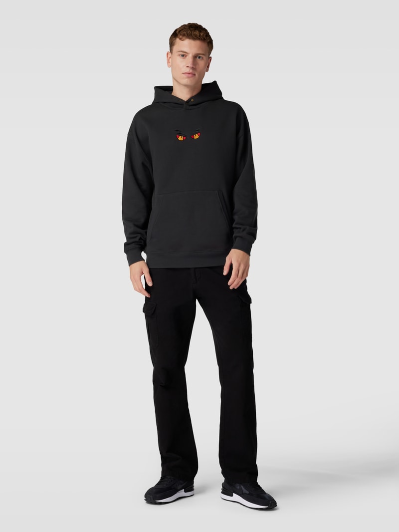 Hoodie mit Motiv-Stitching Modell 'MALAPARTE' in schwarz