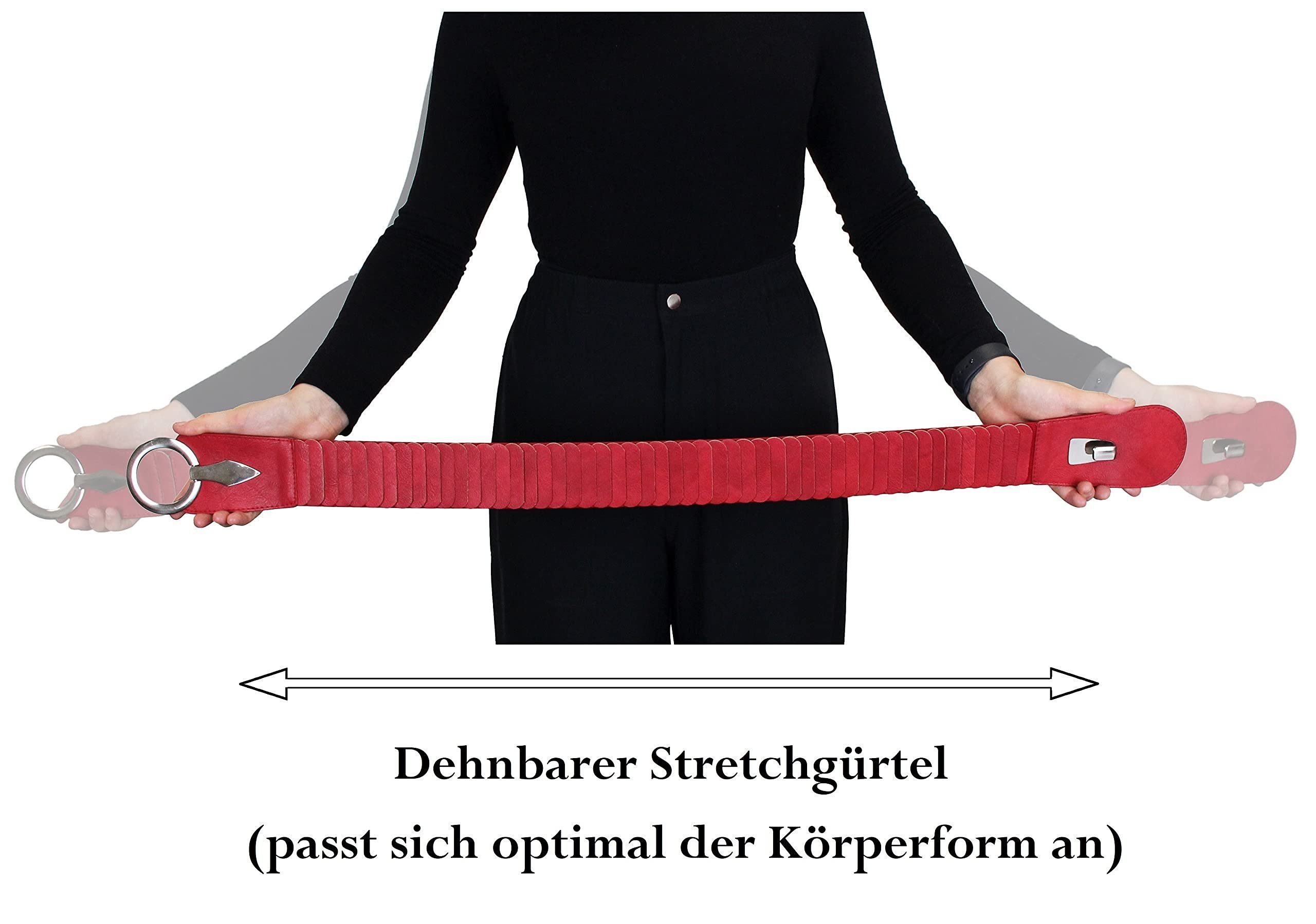 Vanessa & Melissa Taillengürtel Damen 6cm breit (bequemer Stretchgürtel) elastischer Gürtel mit goldener Ring-Schließe
