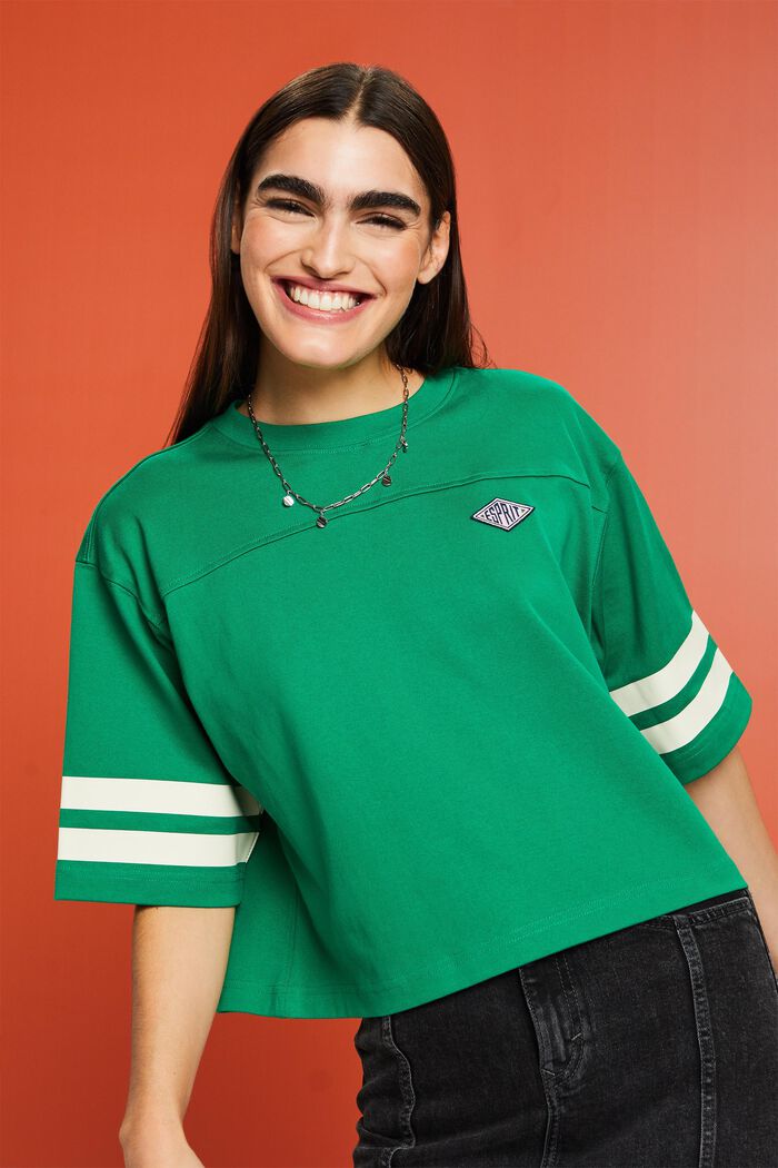 Cropped College-Rugby-T-Shirt mit Logo
