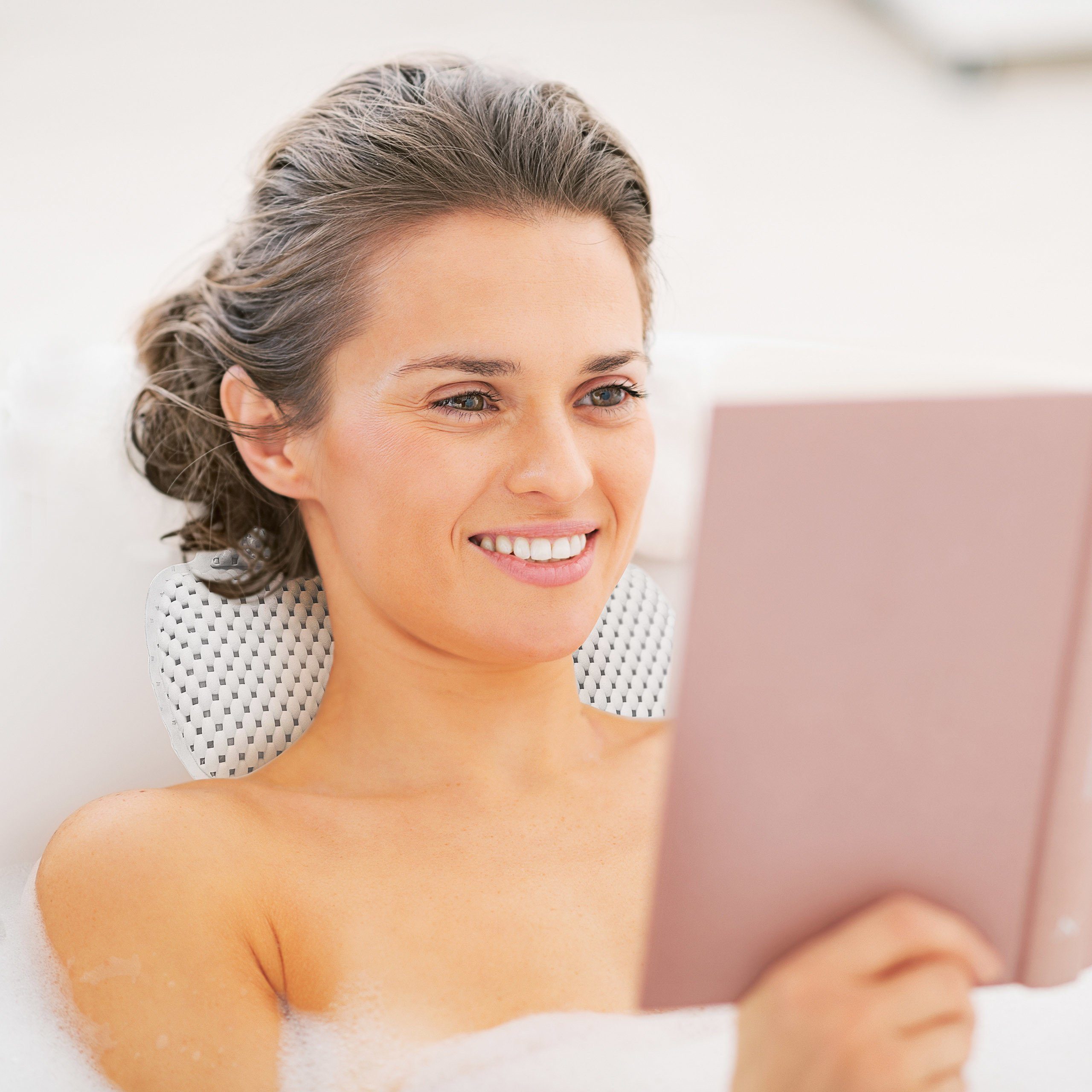 relaxdays Nackenkissen Nackenkissen Badewanne weiß