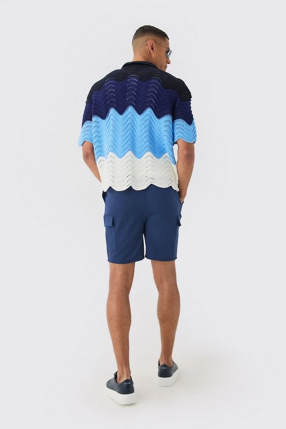 Kastiges gehäkeltes Oversize Ombre Poloshirt