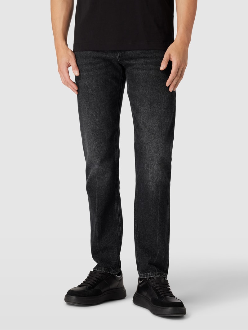 Modern Fit Jeans mit Label-Detail Modell 'MITCH' in dunkelgrau