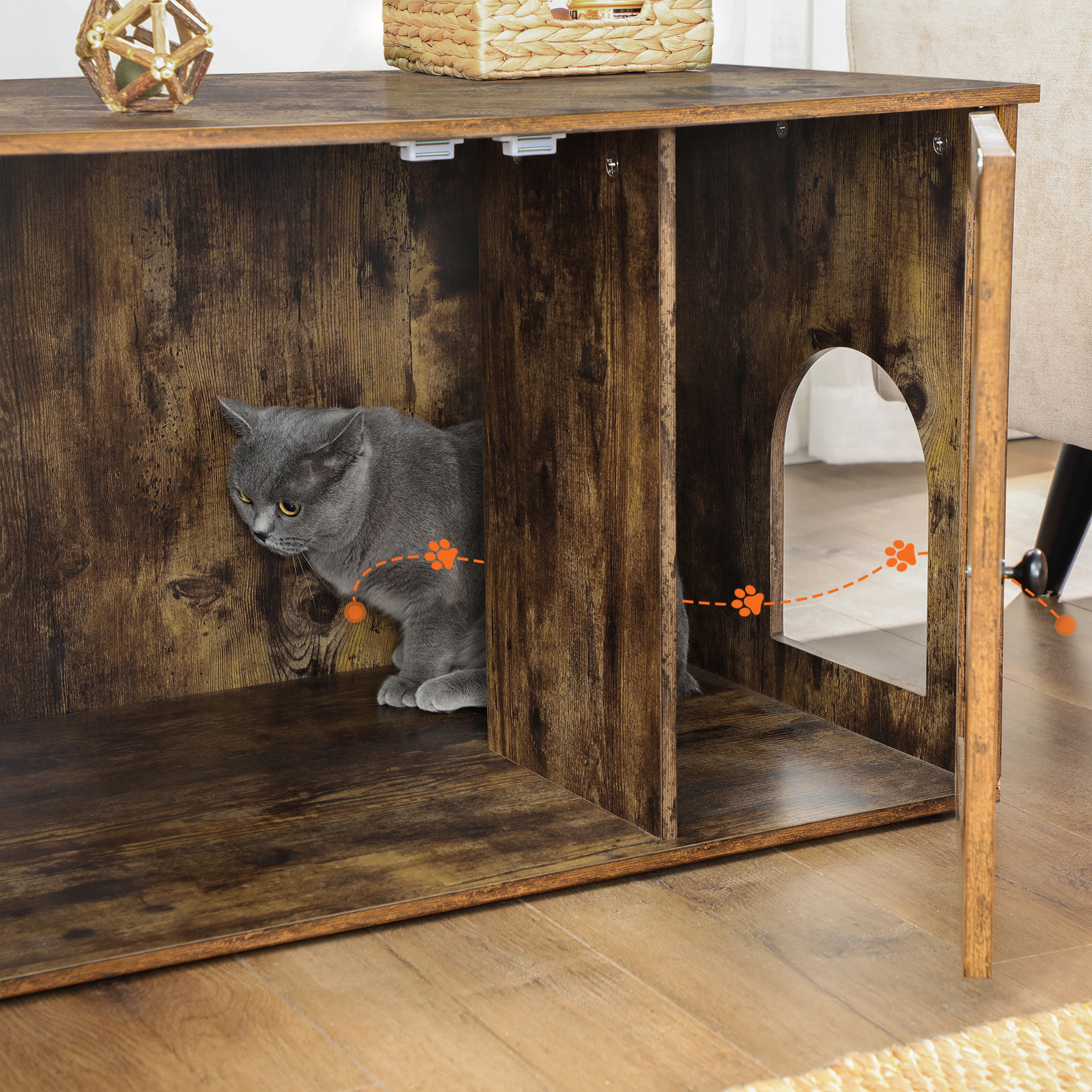 FEANDREA Katzentoiletten FEANDREA Katzenklo Schrank Vintagebraun