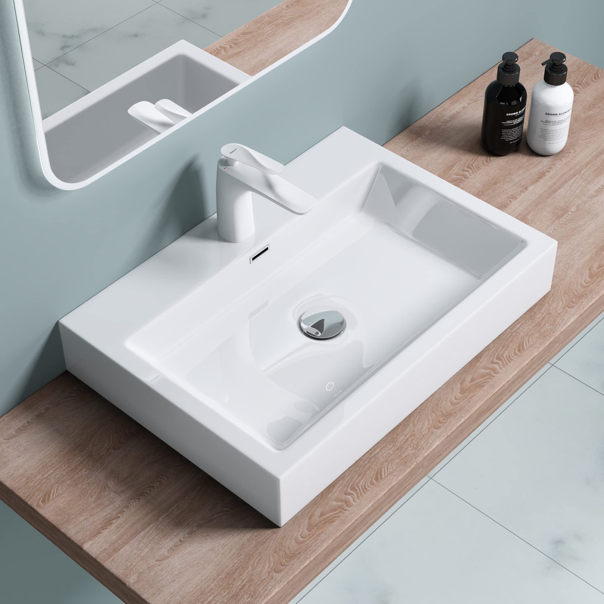 doporro Aufsatzwaschbecken doporro Design Waschbecken Col06 Gussmarmor Aufsatzwaschbecken, antibakteriell und leicht zu reinigen, umweltfreundliches Material