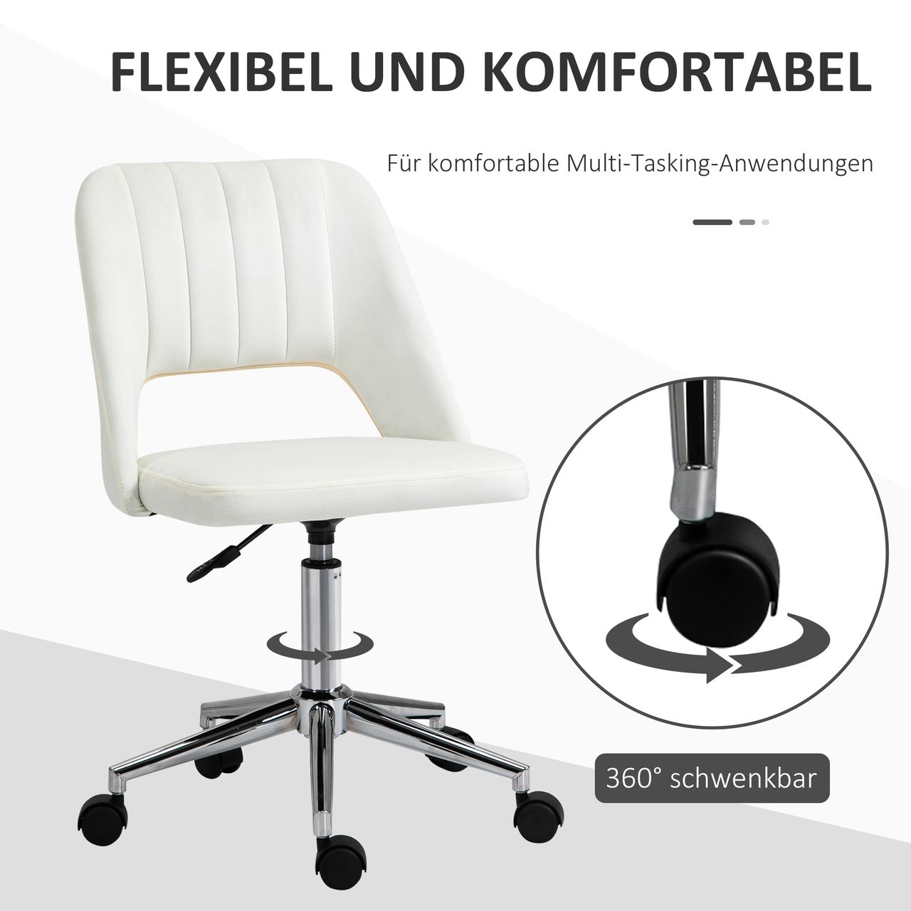 Vinsetto Bürostuhl Drehstuhl Schreibtischstuhl Beige 49 x 60 x 79-91 cm