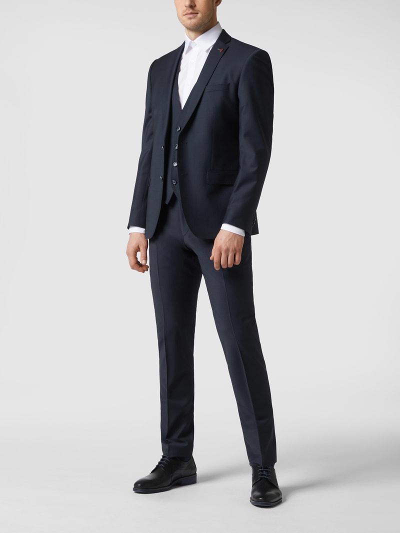 Slim Fit 2-Knopf-Sakko aus Schurwollmischung in marineblau