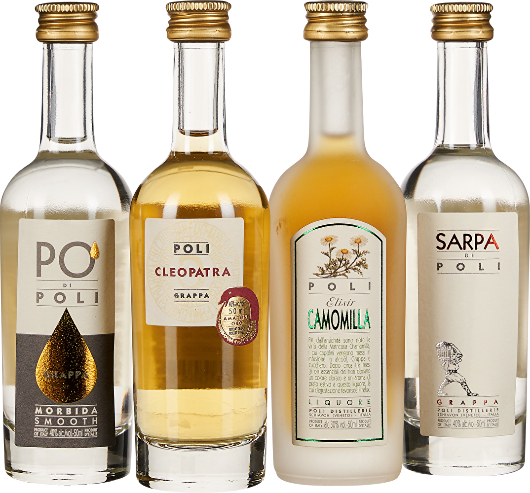 Poli 4er-Set Grappa Esperienza je 50ml im Geschenkkarton