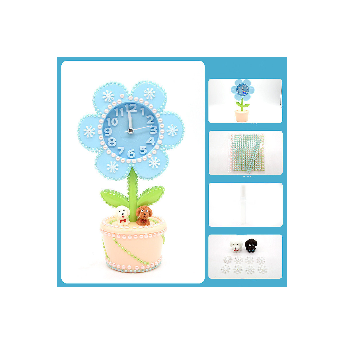 Handgefertigtes DIY-Blumenuhr-Herstellungsmaterialpaket für Kinder Selbstgemachtes kreatives Wecker-Materialpaket für Kinder Materialsets