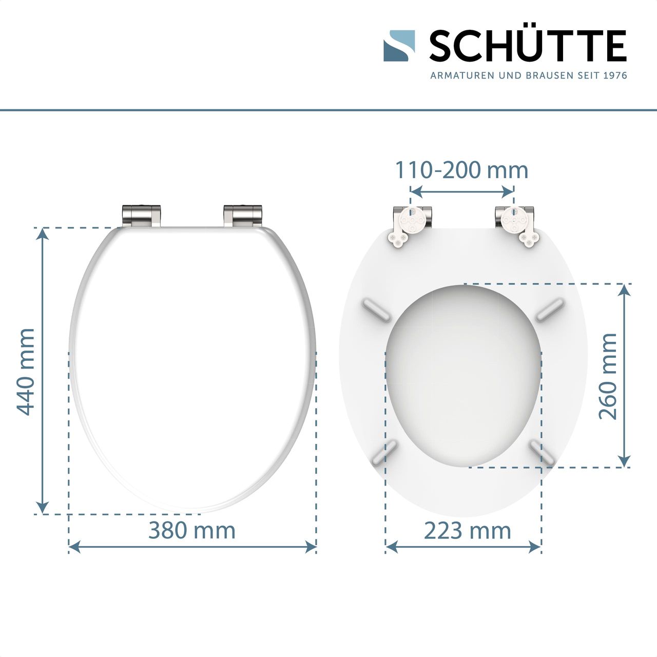 Schütte MDF WC Sitz WHITE, Toilettendeckel mit Absenkautomatik und Holzkern, Toilettensitz