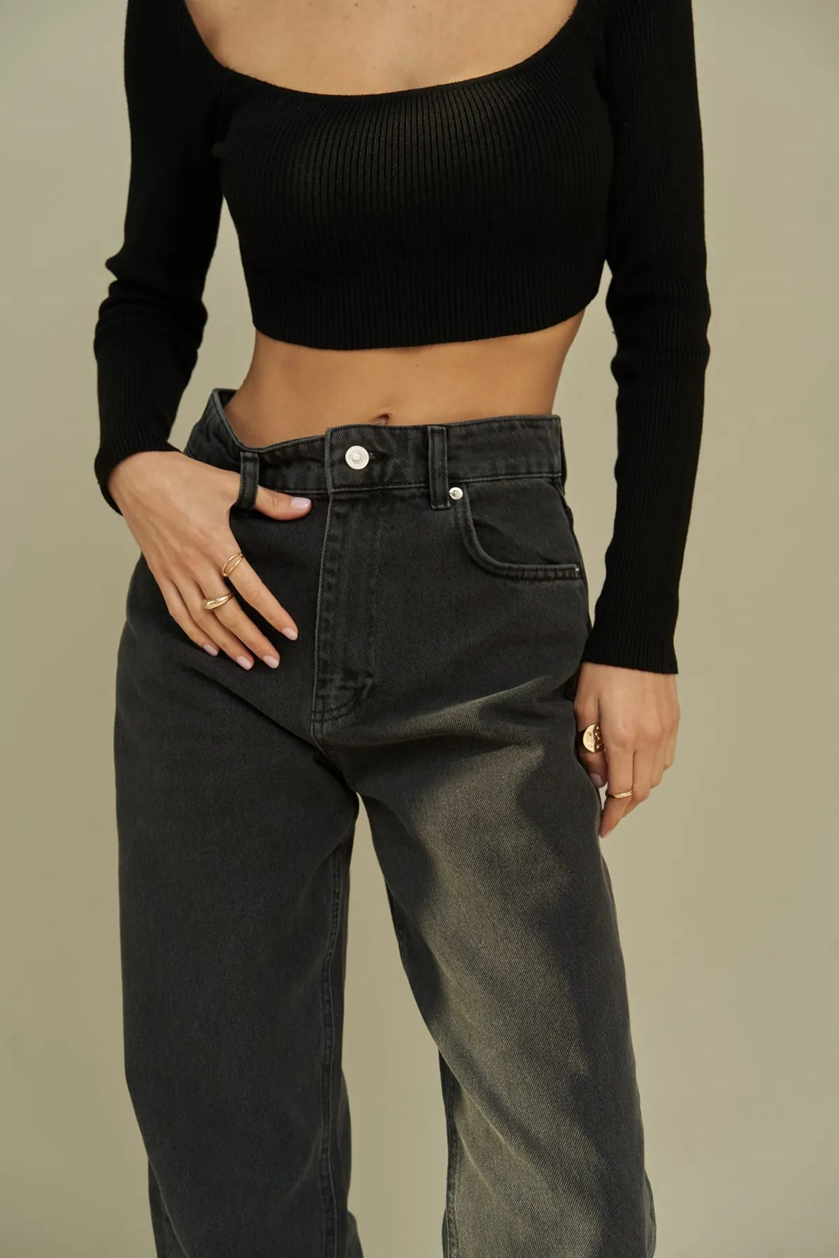 MAİ COLLECTİON  Marla Basic schwarze Jeanshose