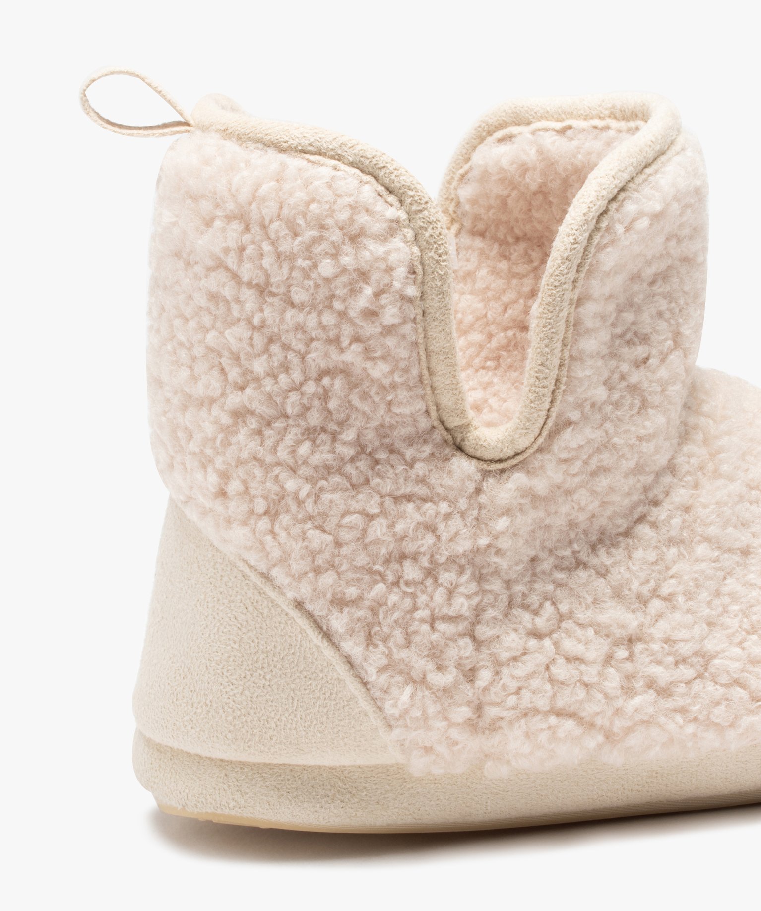 Chaussons boots femme en maille bouclette - Apollo beige | GEMO