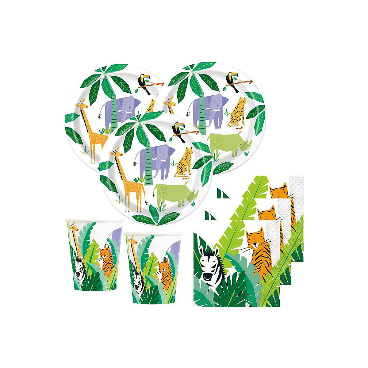 XL 107 Teile Safari und Dschungel Party Party Deko Set 6 Personen