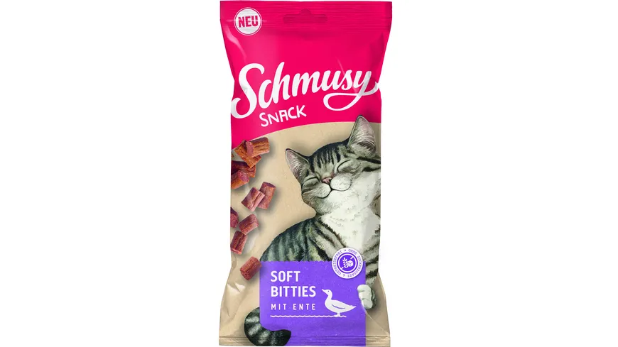 Schmusy Katzensnack Soft Bitties mit Ente 60 g