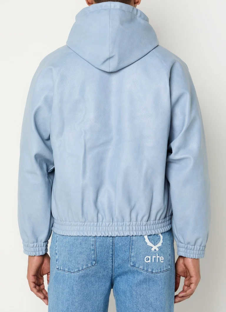 Arte Antwerp Faux leather jacket with hood and logo