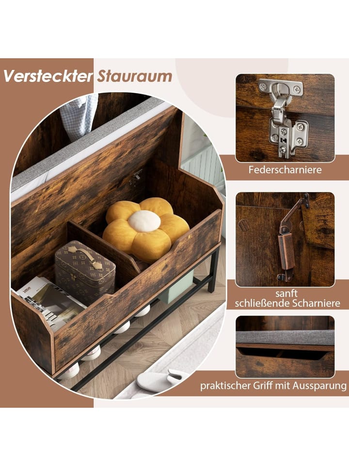 COSTWAY Garderobenständer mit Sitzbank 90 x 38,5 x 170 cm in Braun günstig kaufen onesize