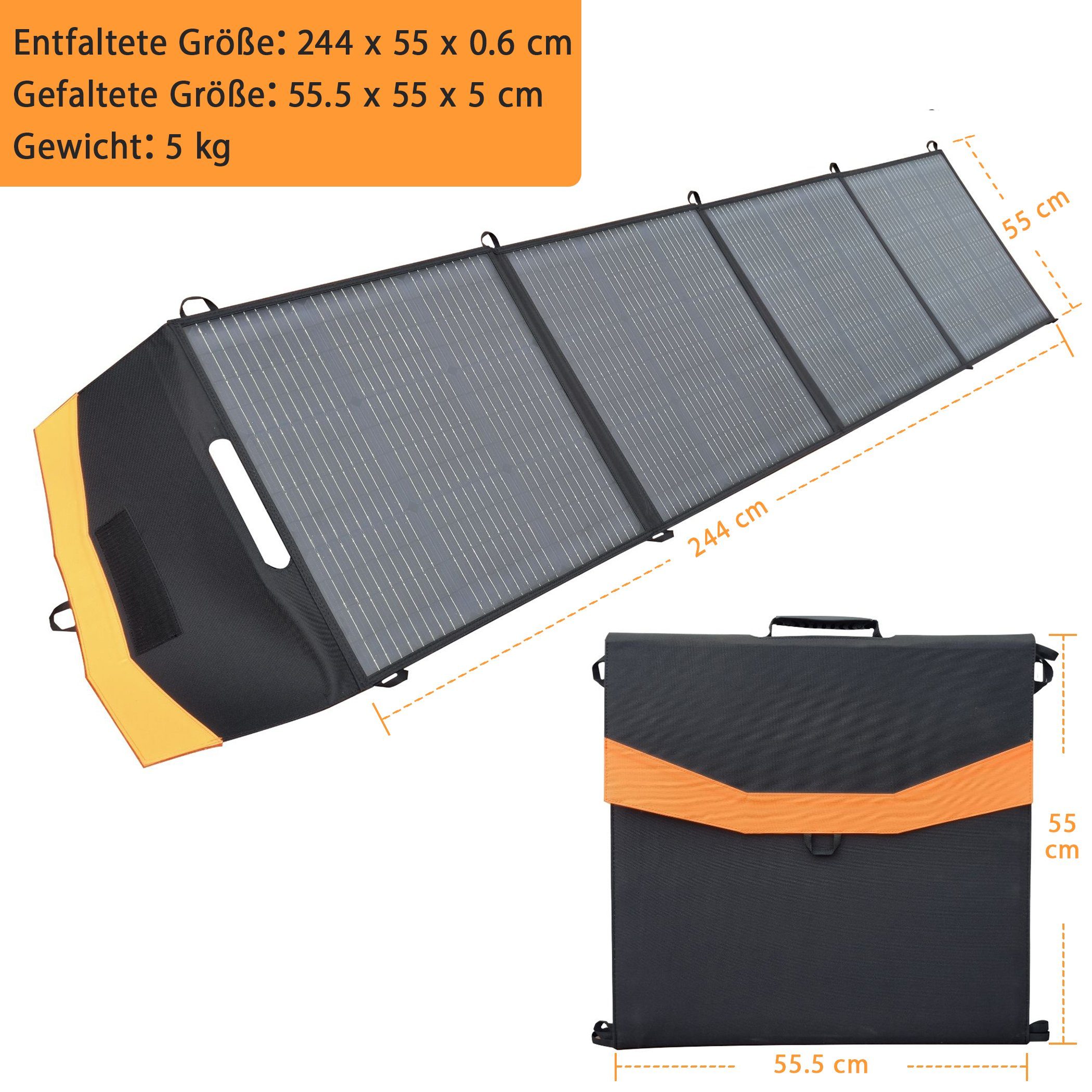 A Ade Solaranlage faltbares Solarpanel Solarmodul, 200,00 W, Monokristallin