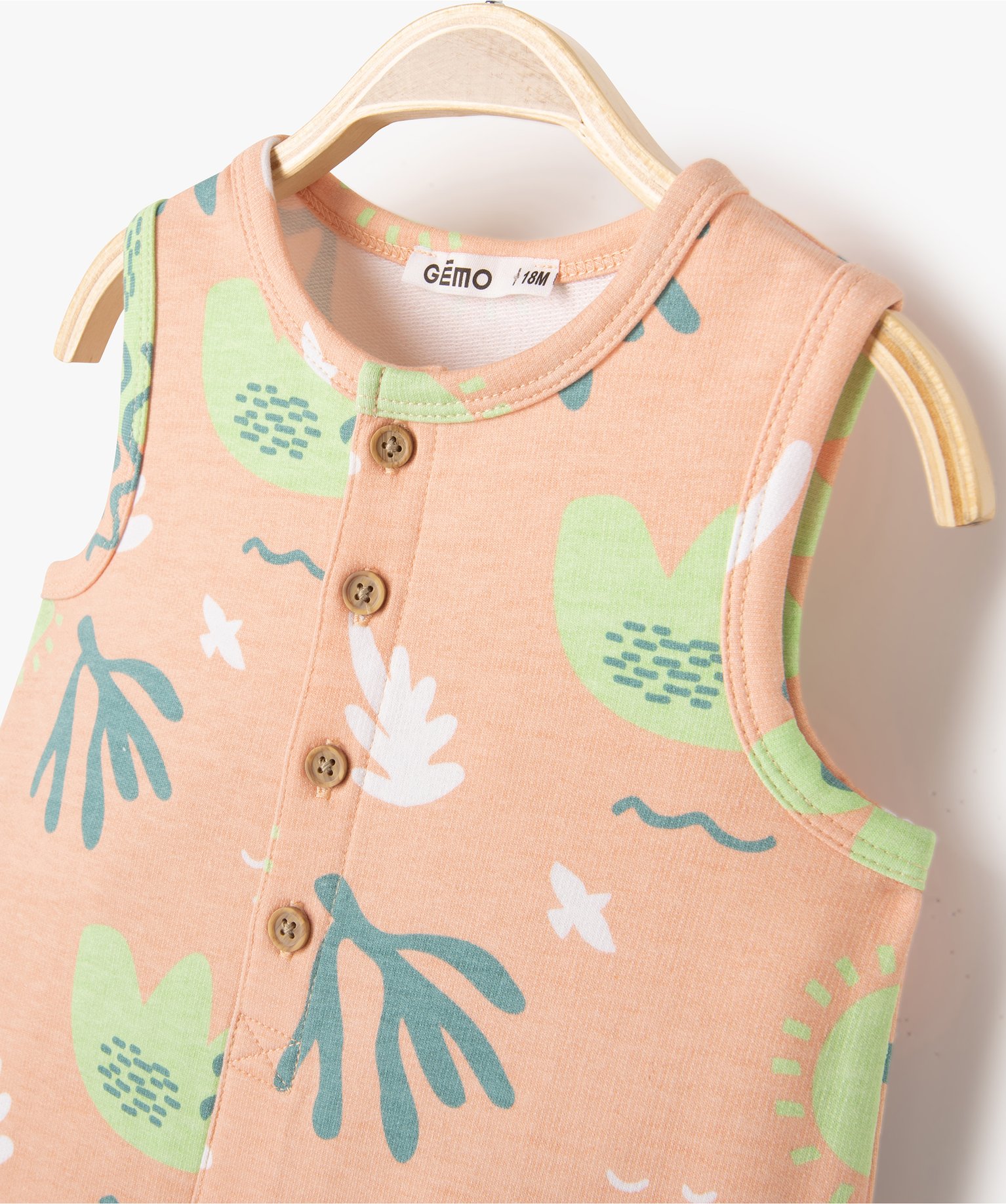 Combishort bébé Garçon sans manches à motifs et boutonni... orange | GEMO