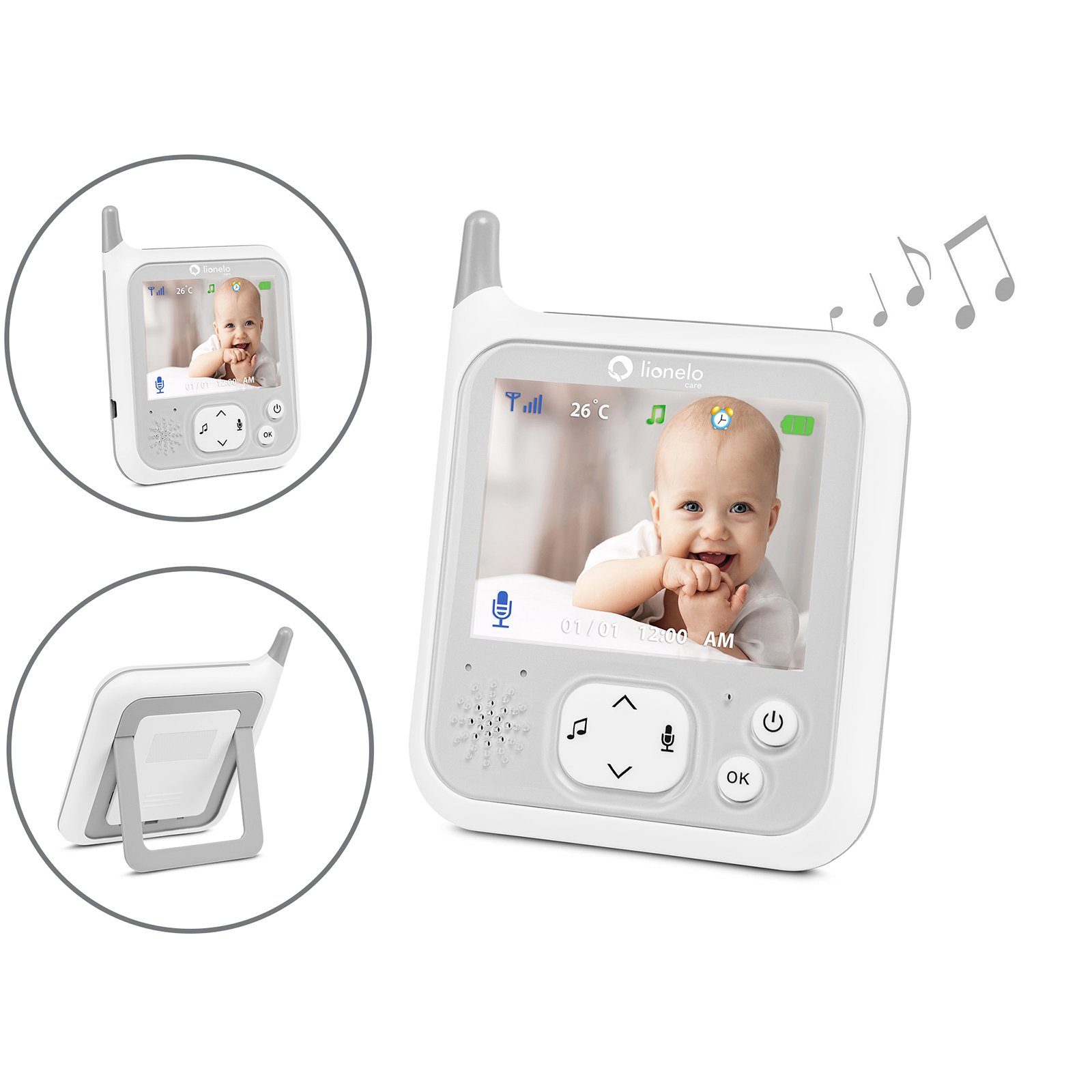 lionelo Babyphone Babyline 7.1, VOX-System temperaturfühler 40 Stunden reichweite 260m