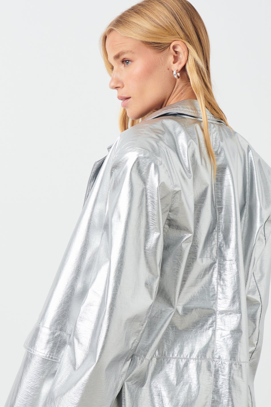Oversize silver pu blazer