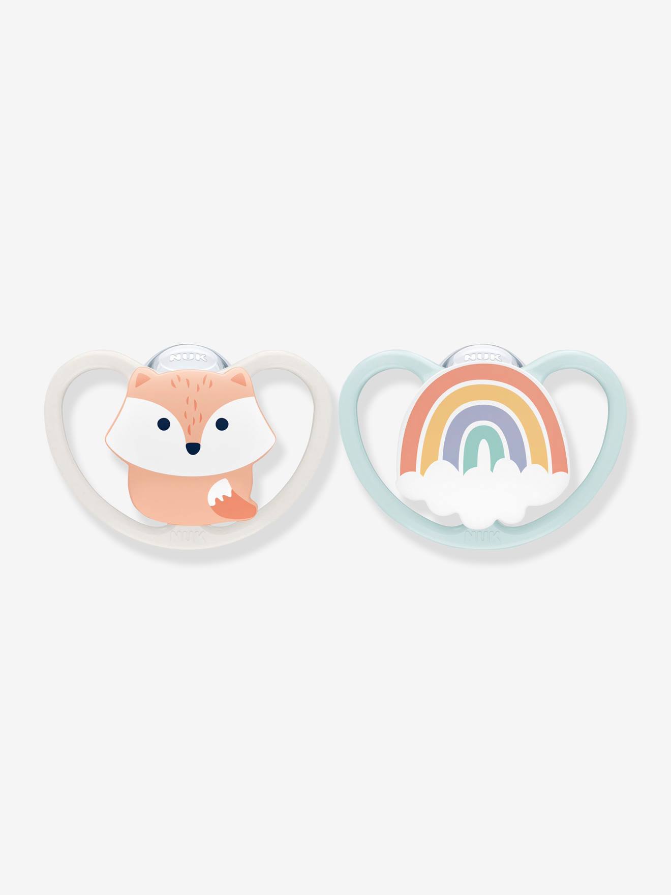Lot de 2 sucettes physiologiques NUK Space en silicone taille 2 (6-18 mois)
