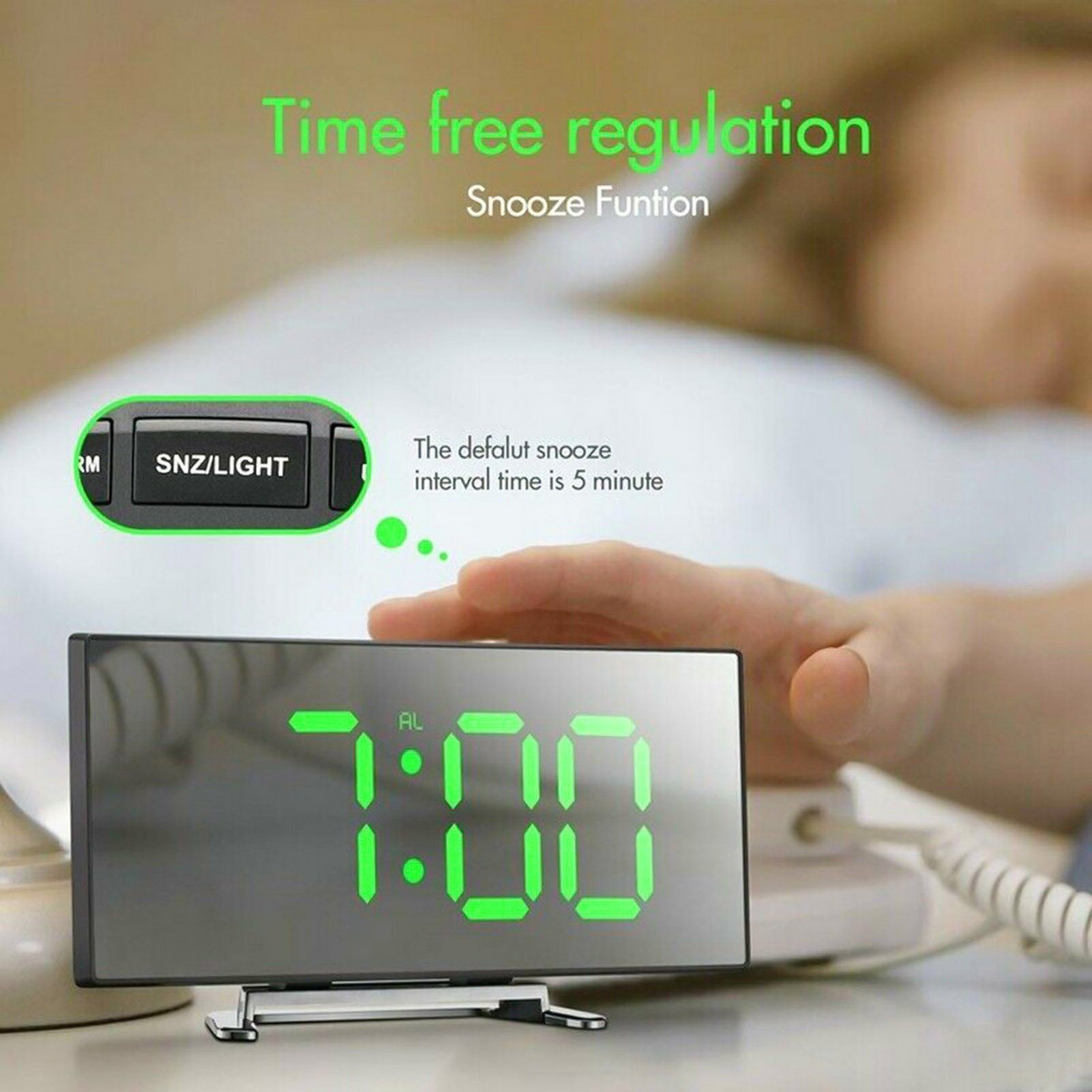 DOPWii Wecker LED-Digitaler Wecker,Snooze, LED-Display,Alarmwecker,Tischuhr