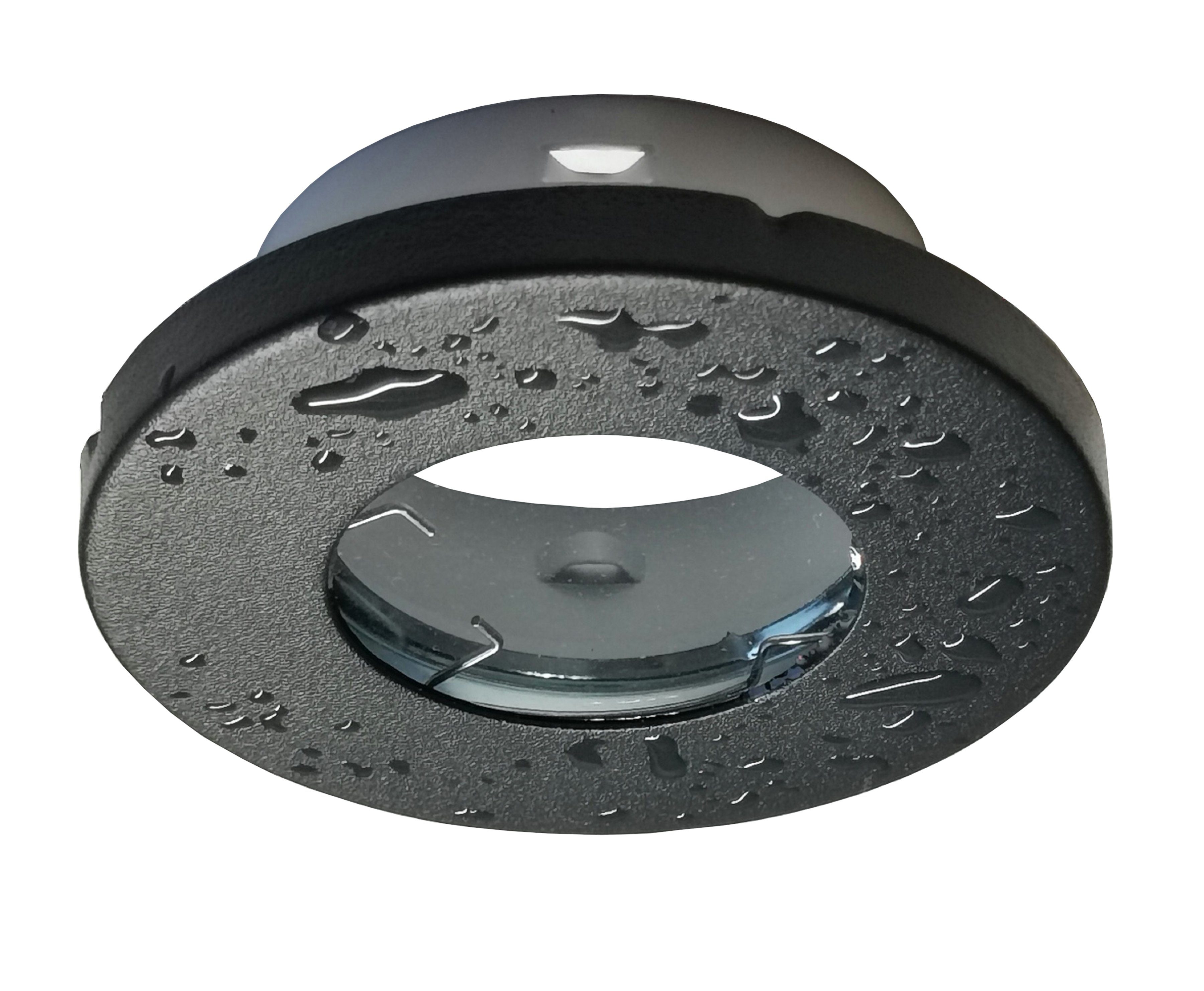 TRANGO LED Einbauleuchte, 6729IP-065AK Einbaustrahler Rund IP44 in Schwarz matt Badleuchte, Bad Einbauleuchte, Deckenspots, Einbauspots, Deckenleuchte inkl. 6x GU10 Lampenfassung für Bad, Sauna, Außen, Feuchtraum