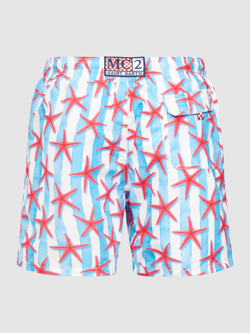 Badehose mit Allover-Muster Modell 'GUSTAVIA' in rot