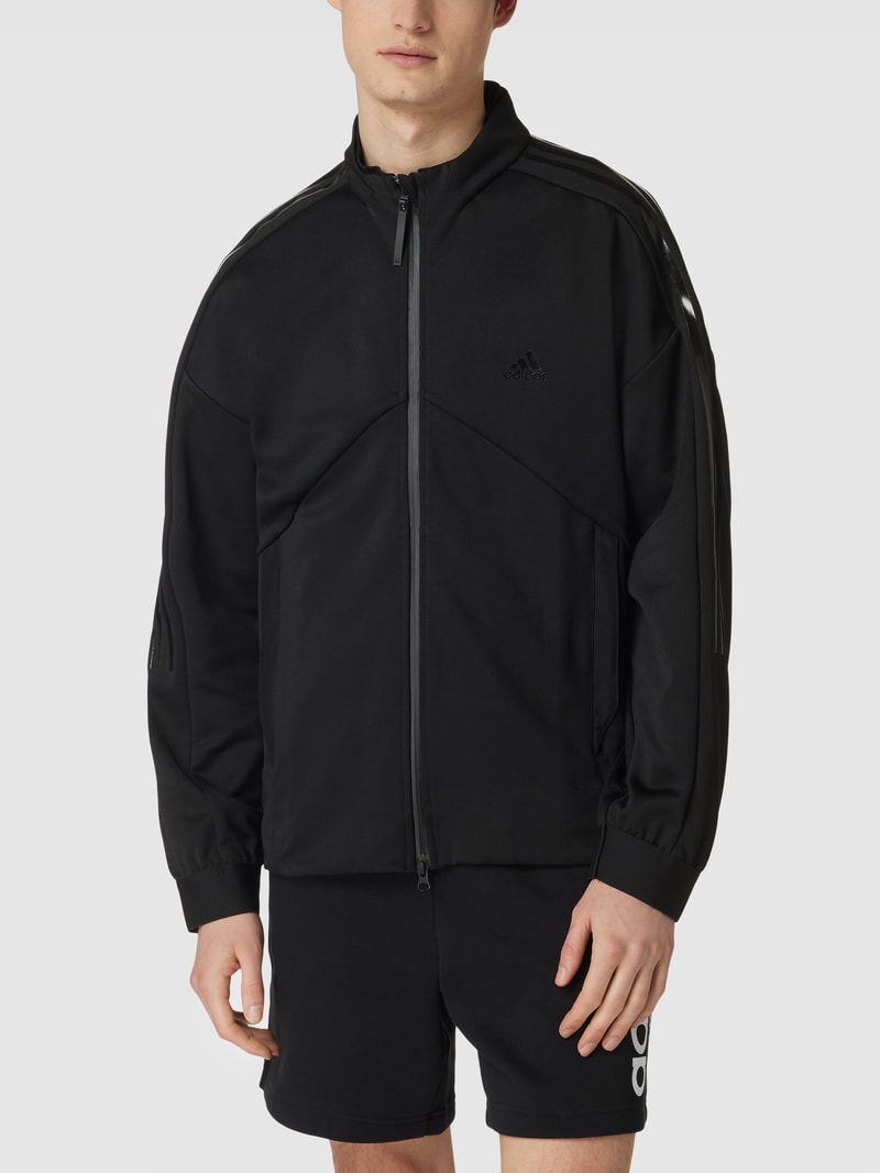 Sweatjacke mit Logo-Print Modell 'TIRO' in schwarz