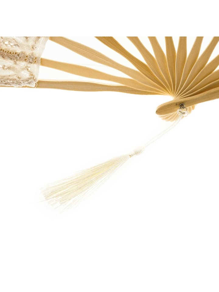 COFI 1453 Handgemachte elegante Fächer mit Spitze für besondere Anlässe in Creme günstig kaufen onesize