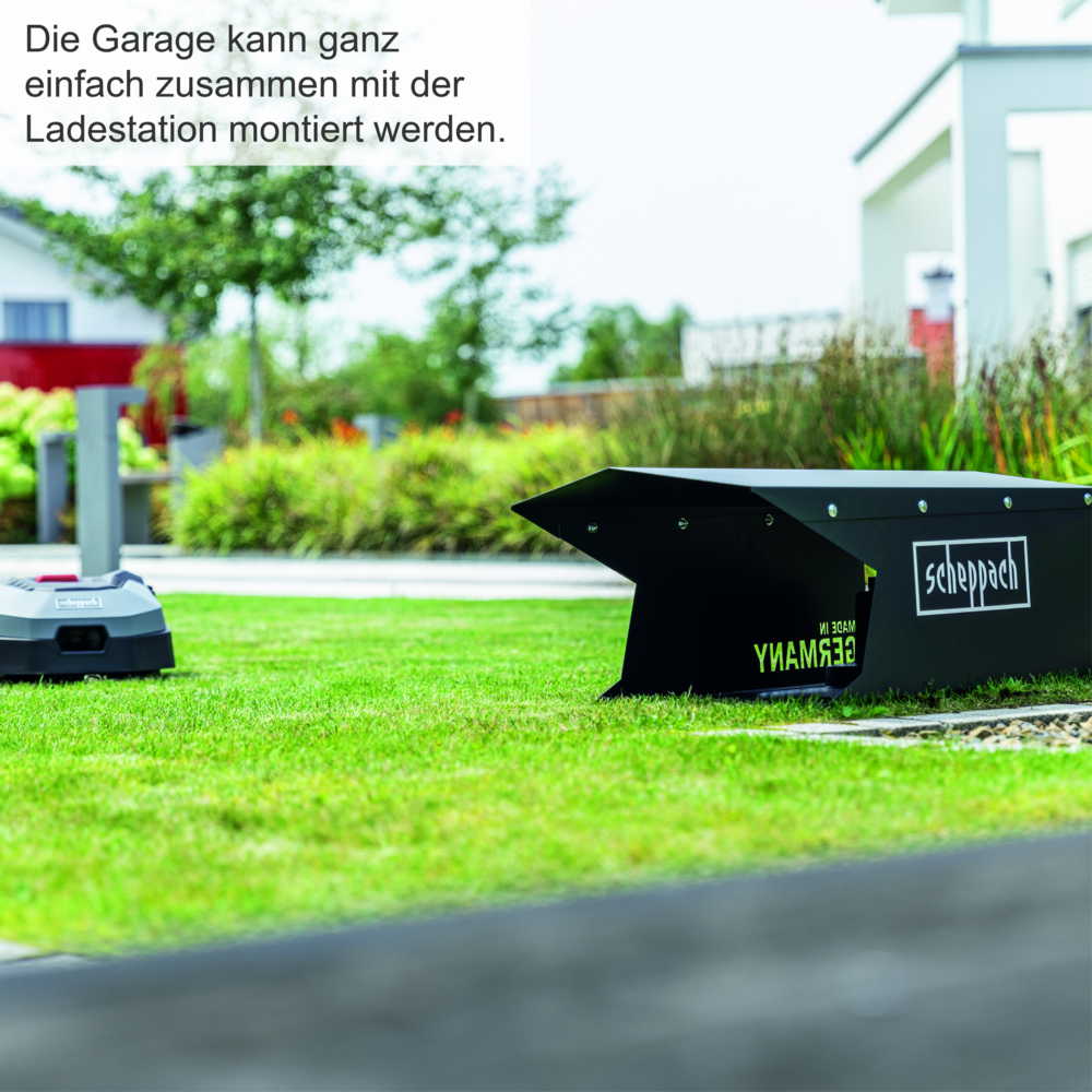 Scheppach Mährobotergarage Rasenmähroboter Rostfreies Metallgehäuse