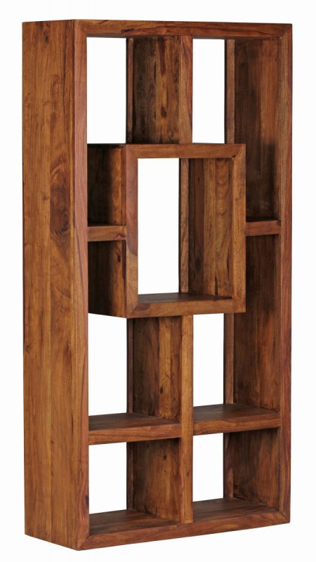 Wohnling Design Massives Bücherregal Sheesham 180 x 90 x 35 cm Massivholz