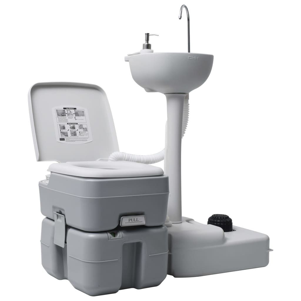 DOTMALL Campingtoilette Reisetoilette und Waschbecken-Set, Tragbar