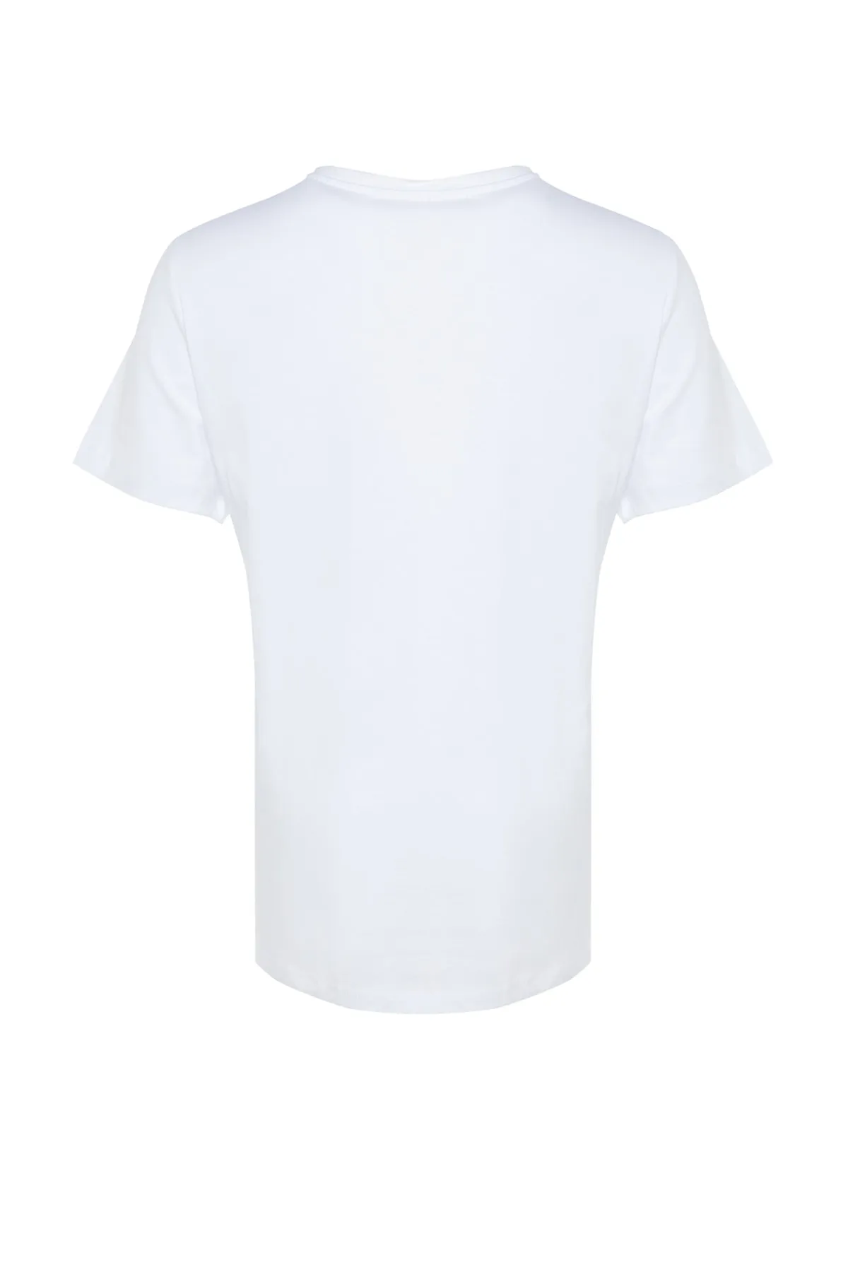 Trendyol Curve  Weißes Boyfriend-Strick-T-Shirt mit Rundhalsausschnitt und Schlitz TBBSS22BF0031