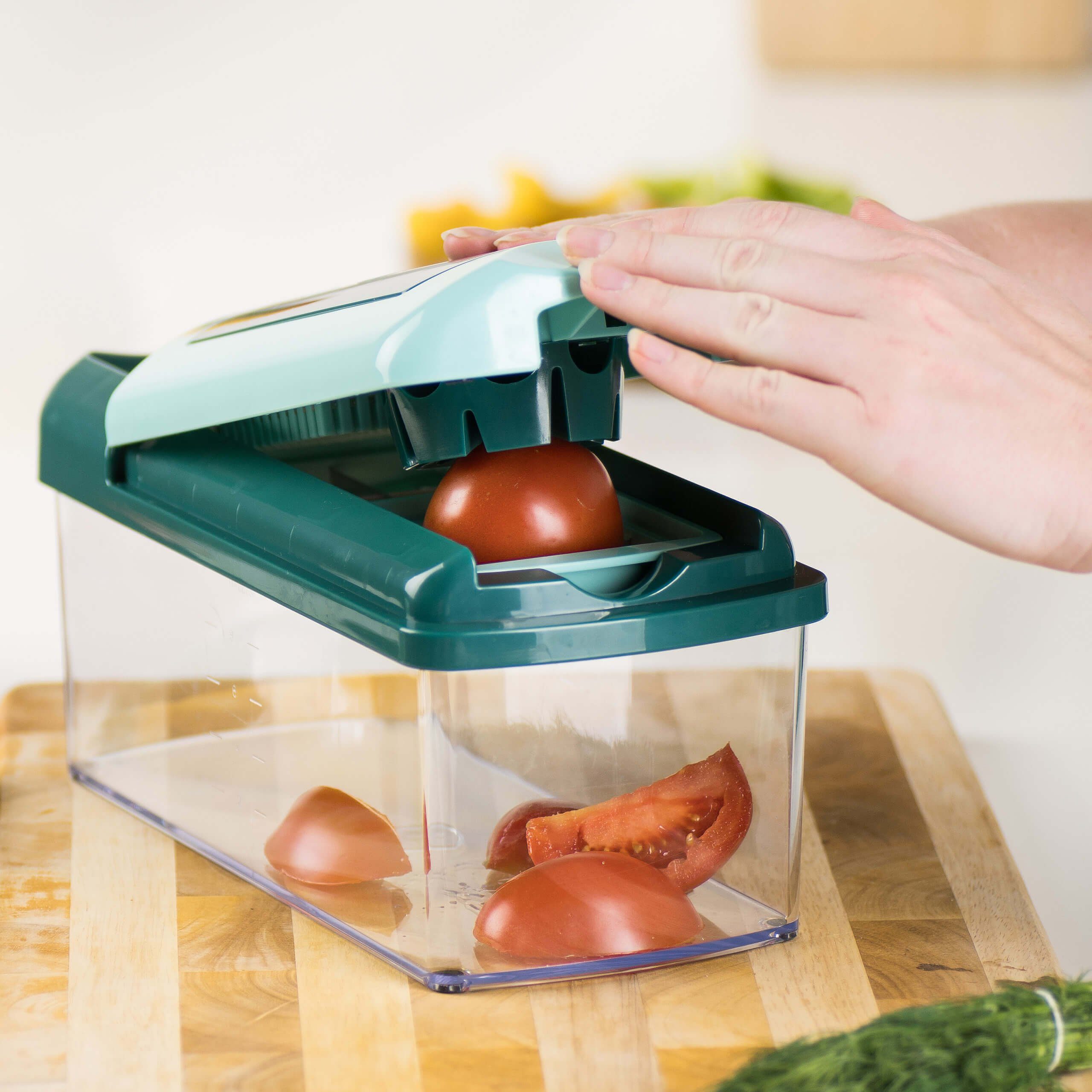 Genius Gemüseschneider Nicer Dicer Fusion Gemüsehobel Gemüse Obst Zerkleiner, Auffangbehälter 2500ml Tomaten Kartoffeln Zwiebel Schneider