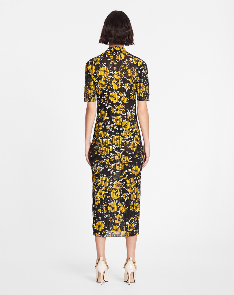 ROBE POLO MI-LONGUE EN SOIE ET COTON IMPRIMÉE