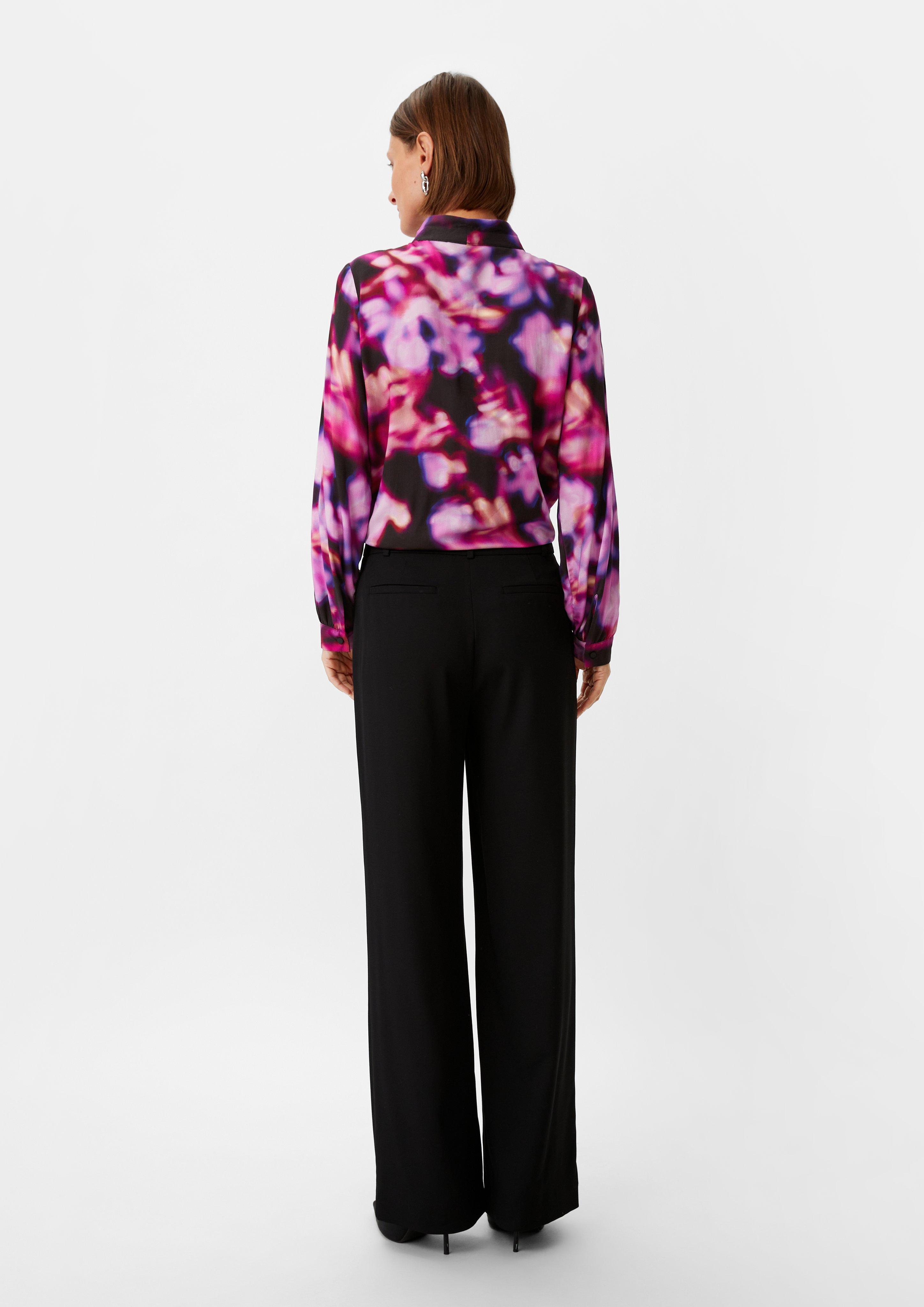 Viskosebluse mit Schluppe - fuchsia
