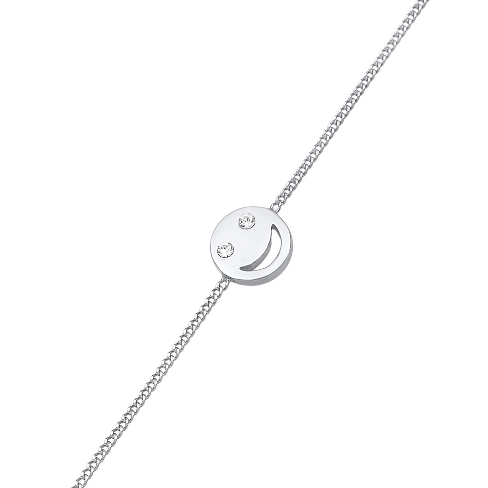 Elli Elli Bracelet Femmes Smile Emoji symbole Face Tendance avec cristaux en Argent St Bracelet