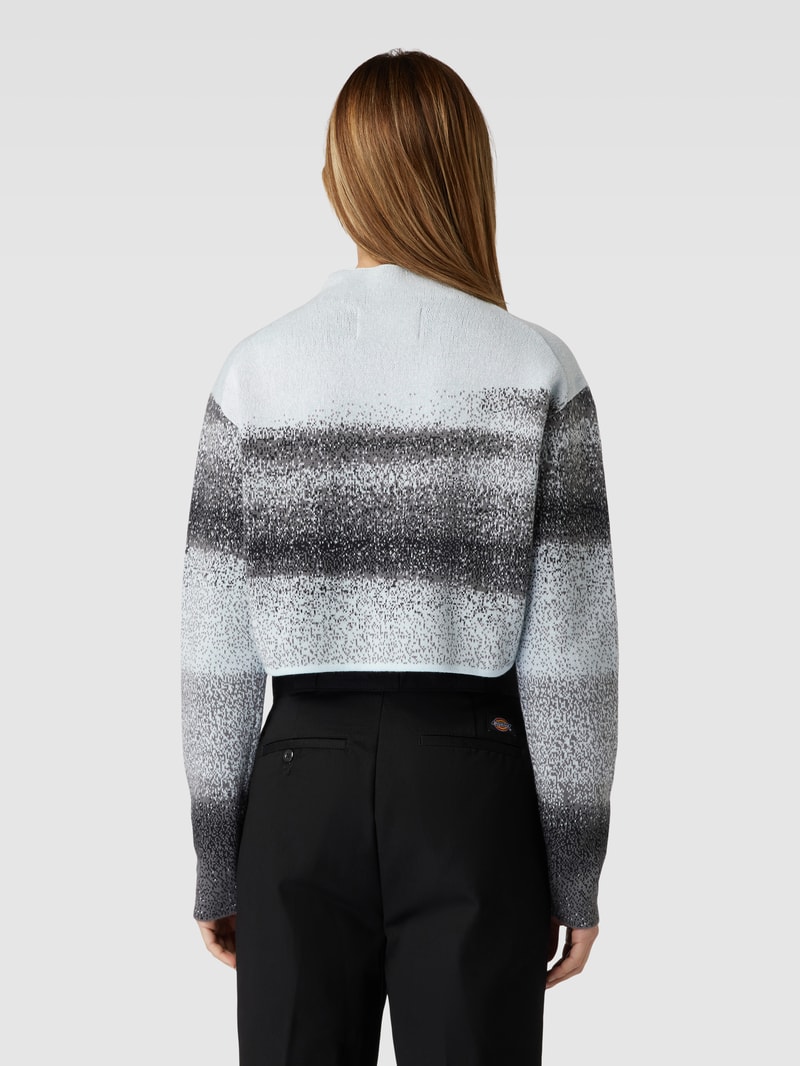 Cropped Strickpullover mit Allover-Muster Modell 'SPRAY' in hellblau
