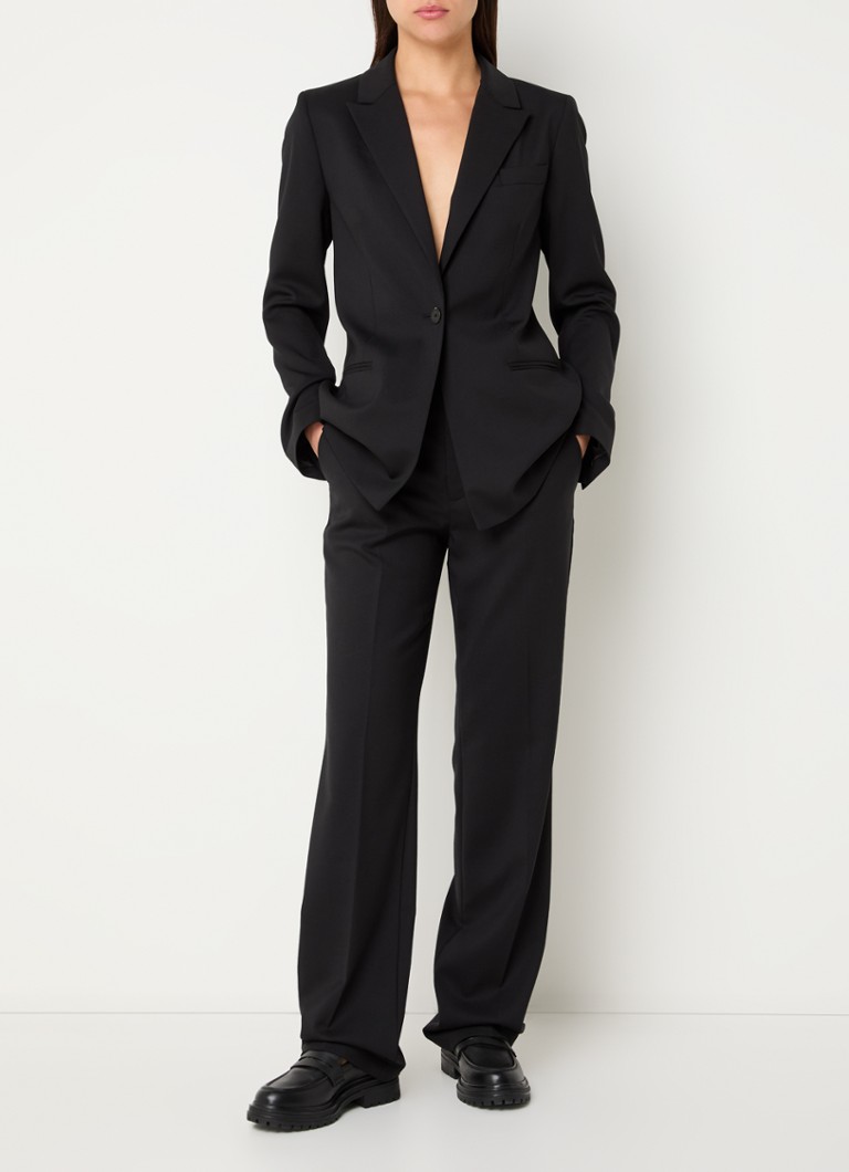 Pantaloni Sasia cu croială dreaptă și talie înaltă, confecționați din amestec de lână virgină.